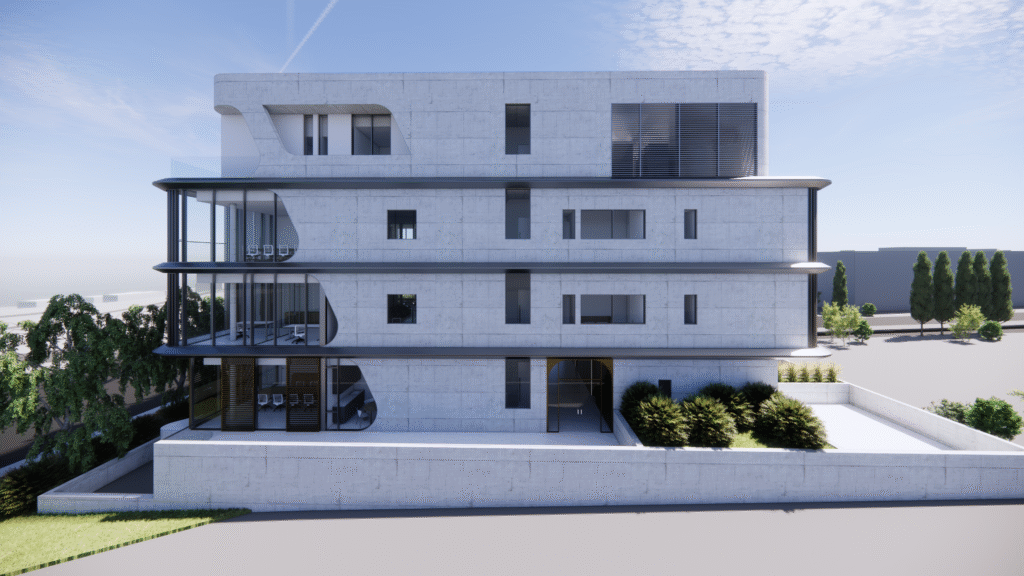 Exterior of Paramount Apartments in Paphos, modern luxury development near AUB and Paphos Stadium
