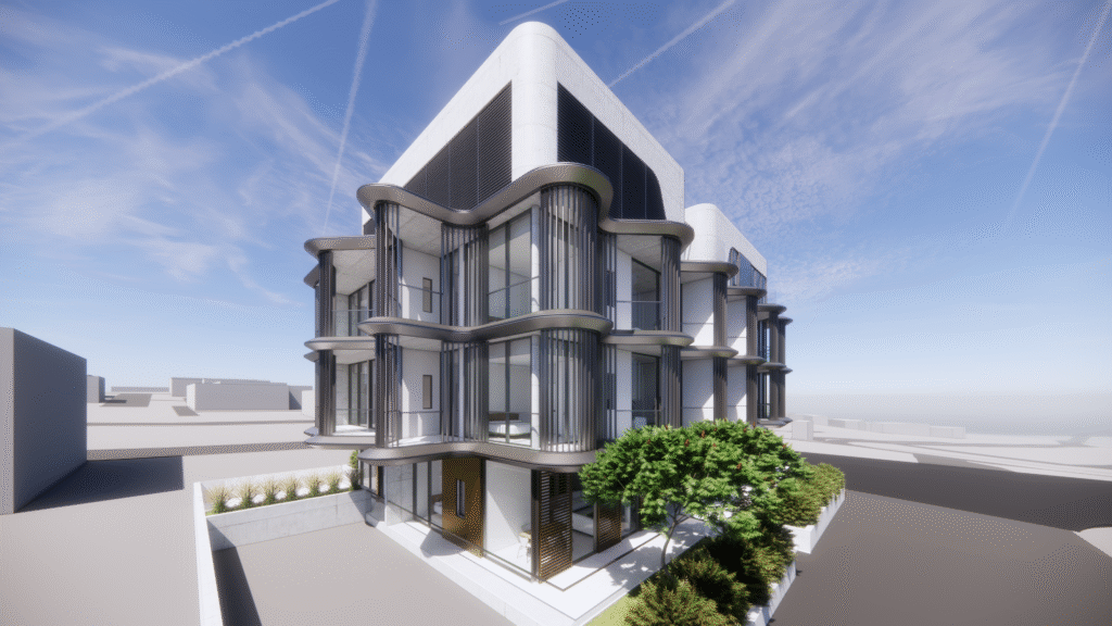 Exterior of Paramount Apartments in Paphos, modern luxury development near AUB and Paphos Stadium