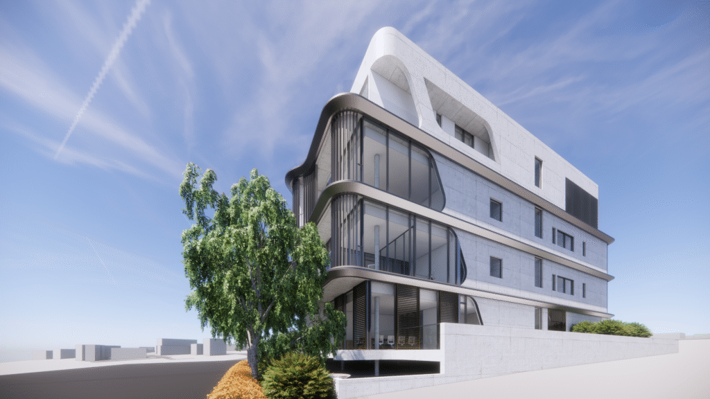 Exterior of Paramount Apartments in Paphos, modern luxury development near AUB and Paphos Stadium